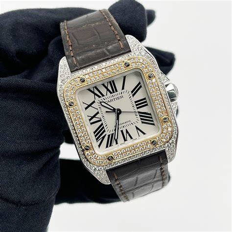 cartier santos 100 - Cartier Santos 100 diamond bezel.